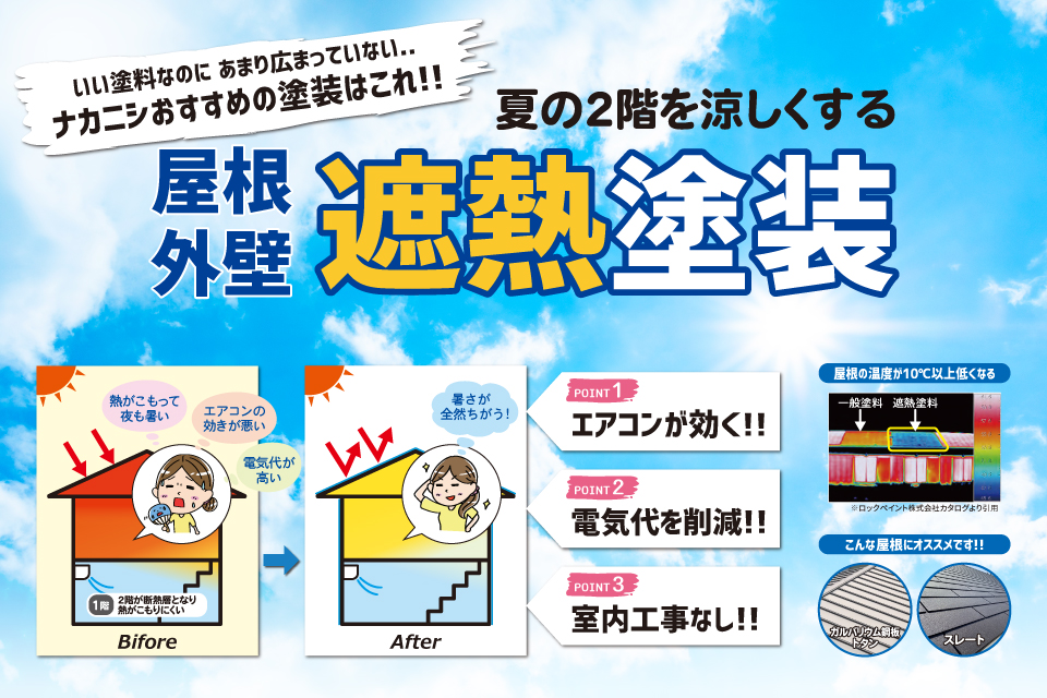 遮熱・断熱塗装で夏の暑さを緩和させよう！